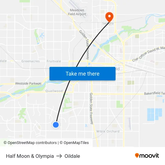 Half Moon & Olympia to Oildale map