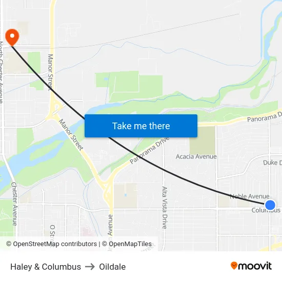 Haley & Columbus to Oildale map