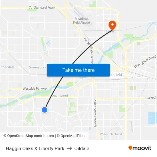 Haggin Oaks & Liberty Park to Oildale map