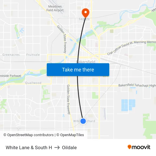 White Lane & South H to Oildale map