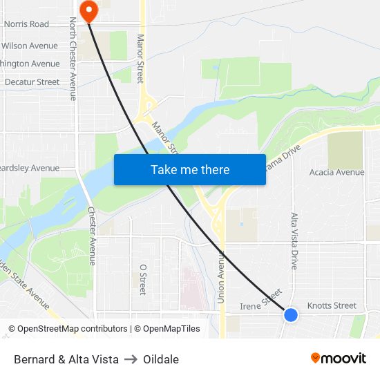 Bernard & Alta Vista to Oildale map