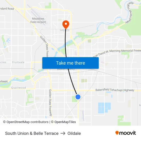 South Union & Belle Terrace to Oildale map
