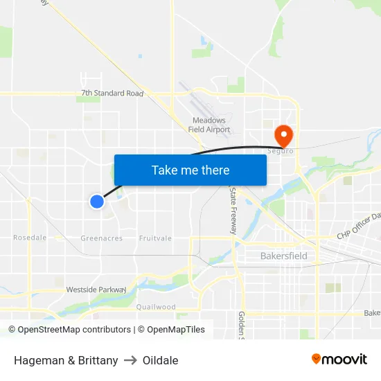 Hageman & Brittany to Oildale map