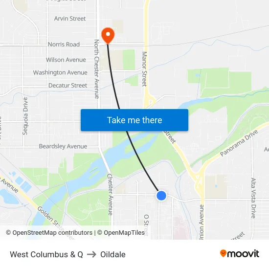 West Columbus & Q to Oildale map