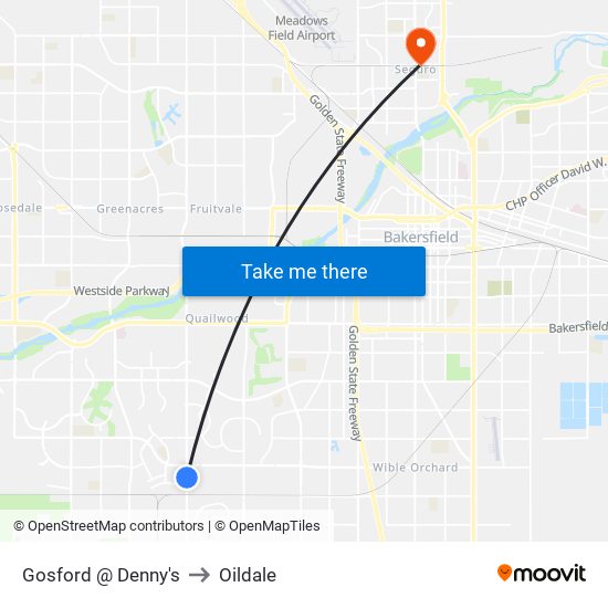 Gosford @ Denny's to Oildale map