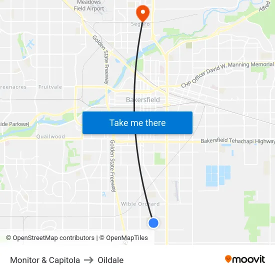Monitor & Capitola to Oildale map