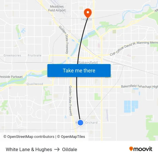 White Lane & Hughes to Oildale map