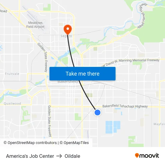 America's Job Center to Oildale map