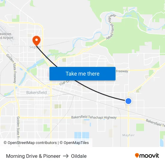 Morning Drive & Pioneer to Oildale map