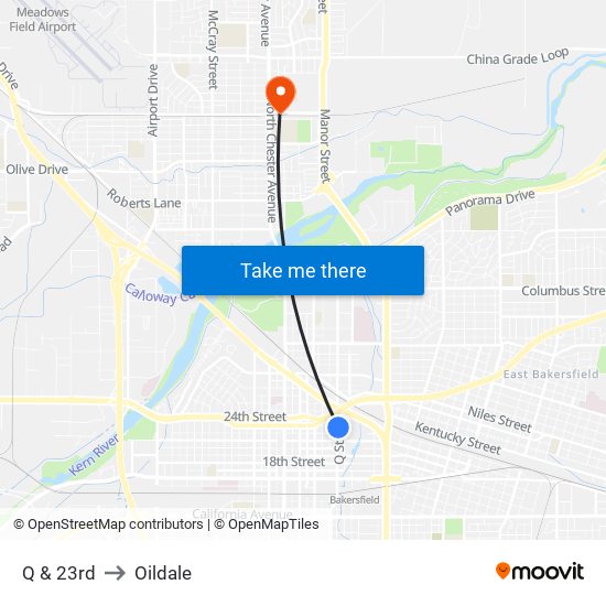 Q & 23rd to Oildale map