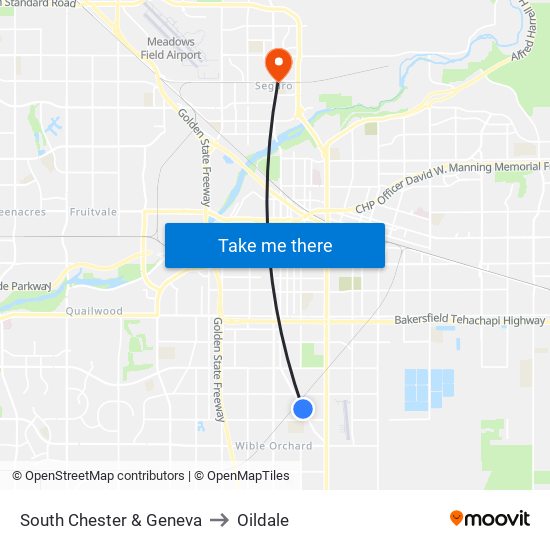 South Chester & Geneva to Oildale map