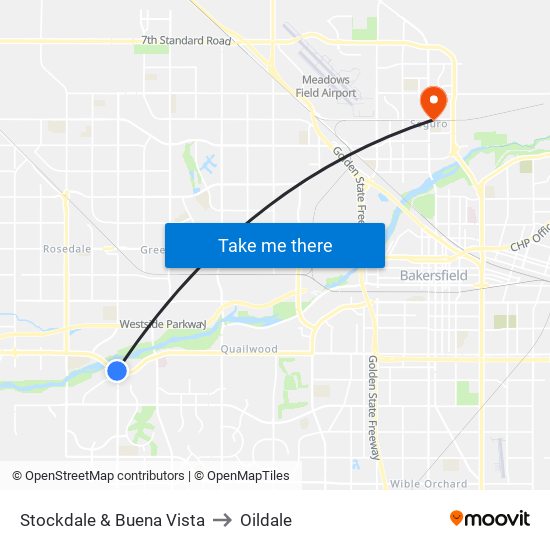 Stockdale & Buena Vista to Oildale map