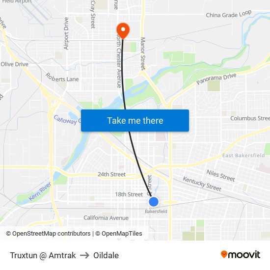 Truxtun @ Amtrak to Oildale map