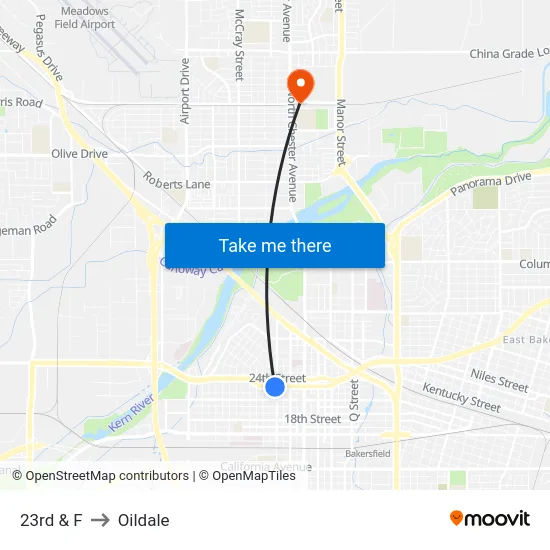 23rd & F to Oildale map