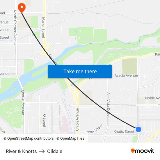 River & Knotts to Oildale map