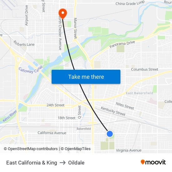 East California & King to Oildale map