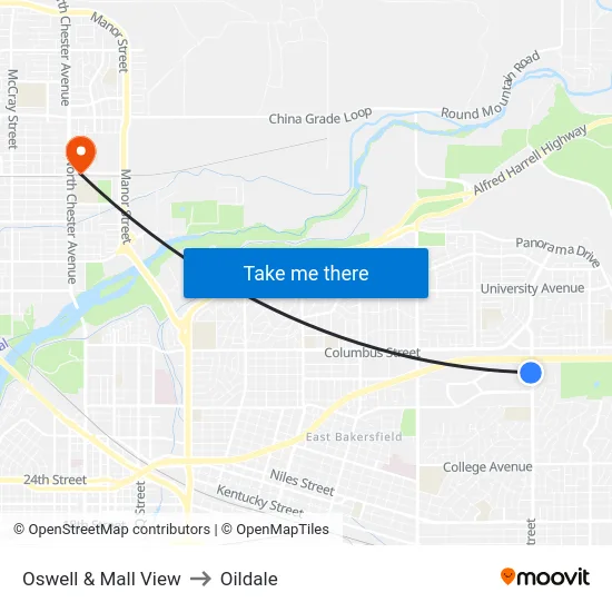 Oswell & Mall View to Oildale map