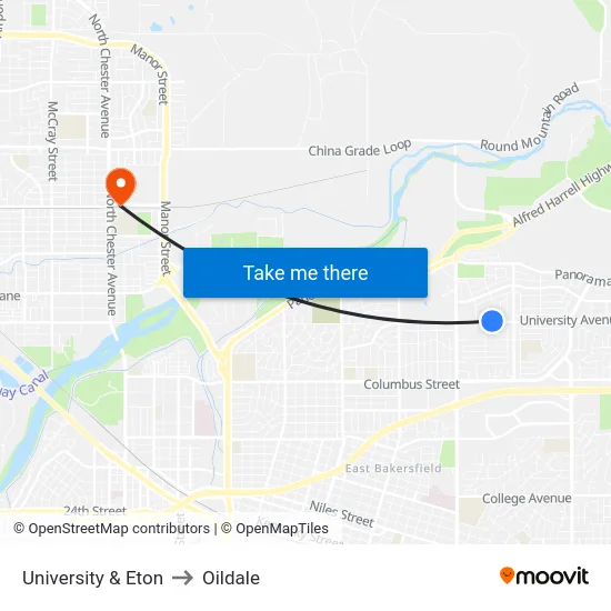University & Eton to Oildale map
