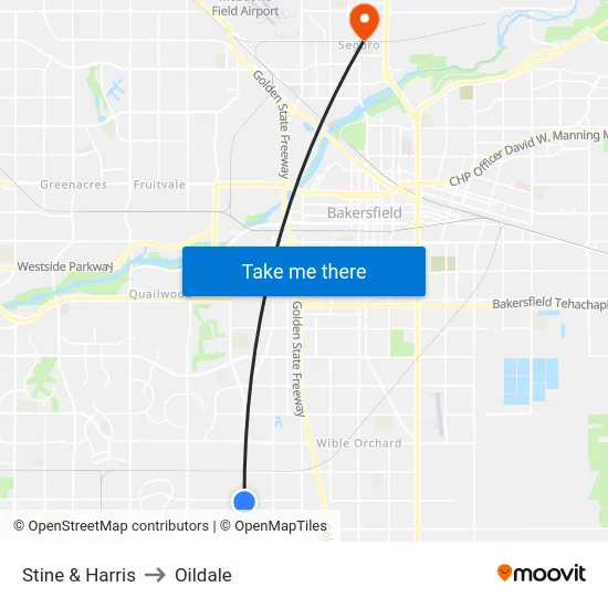 Stine & Harris to Oildale map