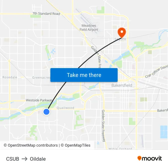CSUB to Oildale map