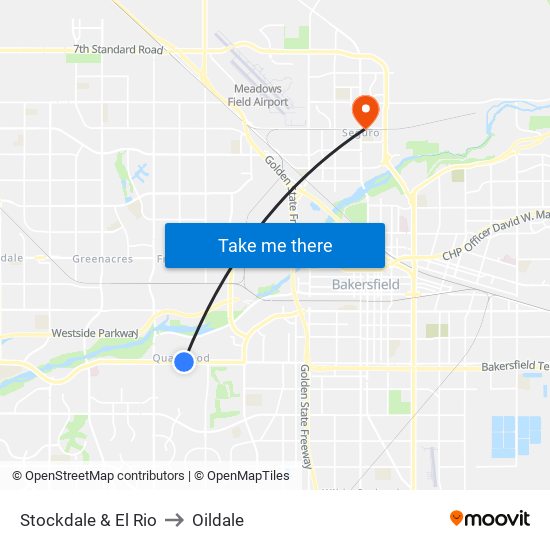 Stockdale & El Rio to Oildale map