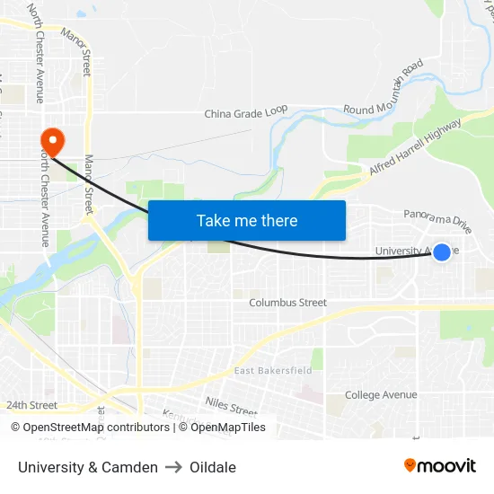 University & Camden to Oildale map
