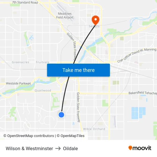 Wilson & Westminster to Oildale map