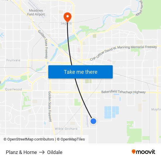 Planz & Horne to Oildale map