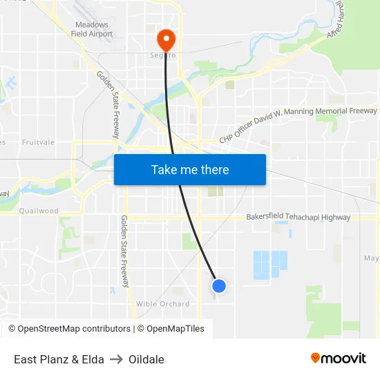 East Planz & Elda to Oildale map