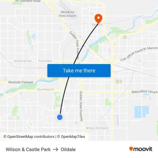 Wilson & Castle Park to Oildale map