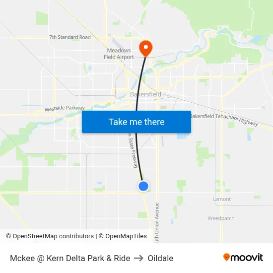 Mckee @ Kern Delta Park & Ride to Oildale map