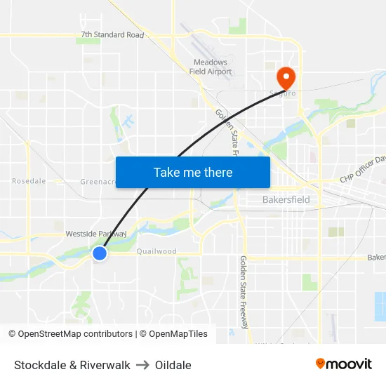 Stockdale & Riverwalk to Oildale map
