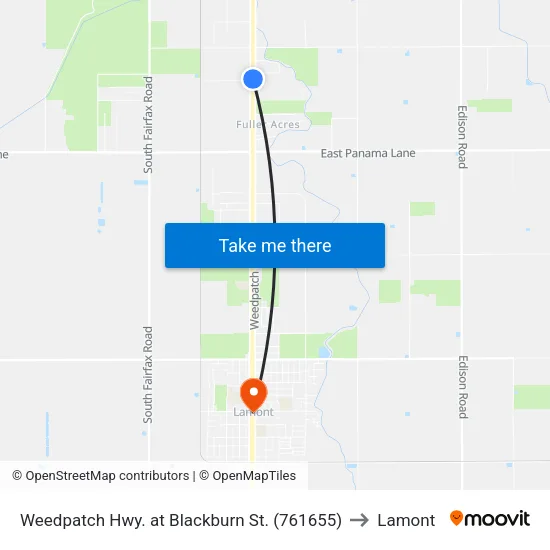 Weedpatch Hwy. at Blackburn St. (761655) to Lamont map