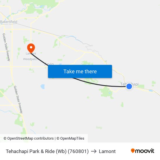 Tehachapi Park & Ride (Wb) (760801) to Lamont map