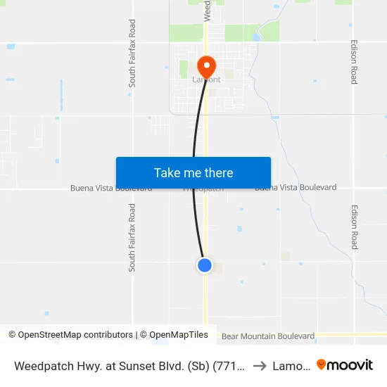 Weedpatch Hwy. at Sunset Blvd. (Sb) (771441) to Lamont map