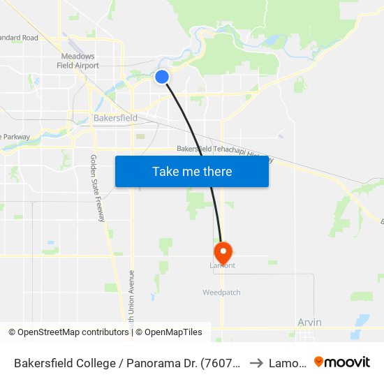 Bakersfield College / Panorama Dr. (760744) to Lamont map