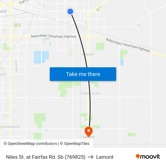 Niles St. at Fairfax Rd. Sb (769825) to Lamont map