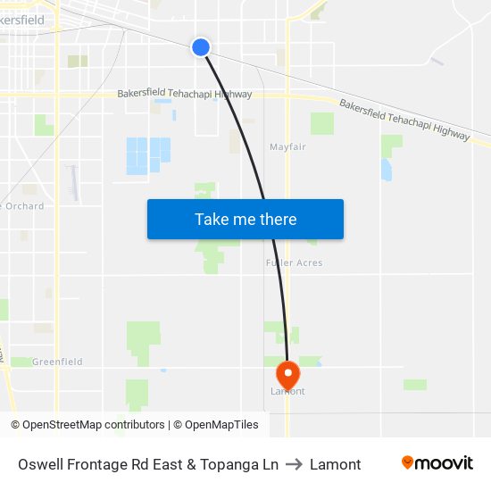 Oswell Frontage Rd East & Topanga Ln to Lamont map