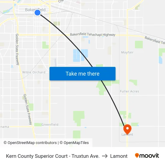 Kern County Superior Court - Truxtun Ave. to Lamont map