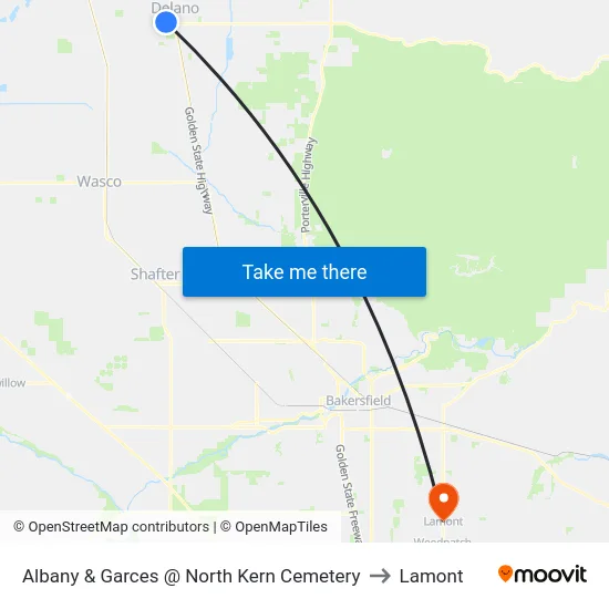 Albany  & Garces @ North Kern Cemetery to Lamont map