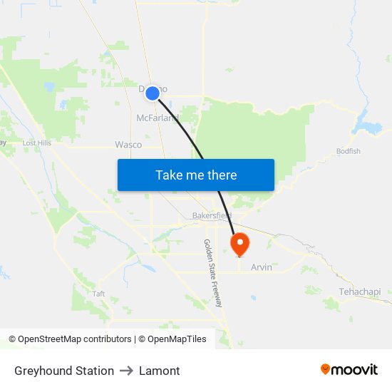 Greyhound Station to Lamont map
