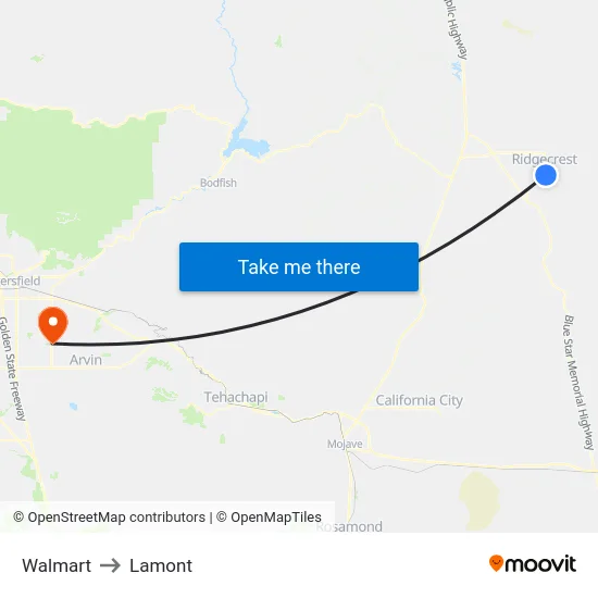 Walmart to Lamont map