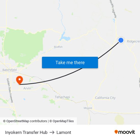 Inyokern Transfer Hub to Lamont map