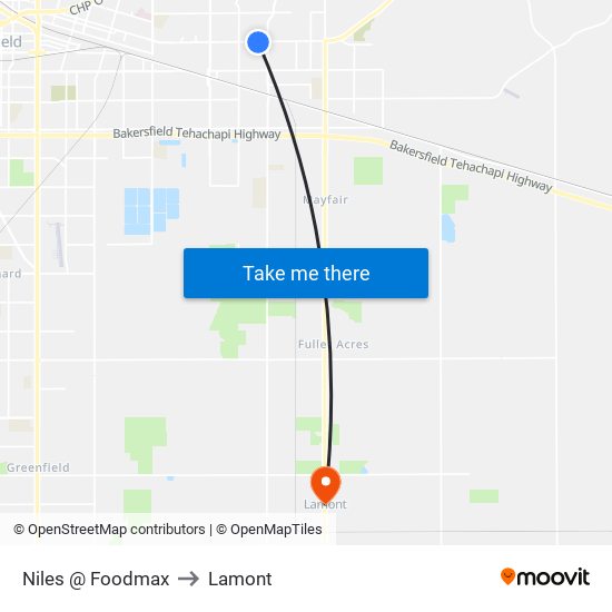Niles @ Foodmax to Lamont map