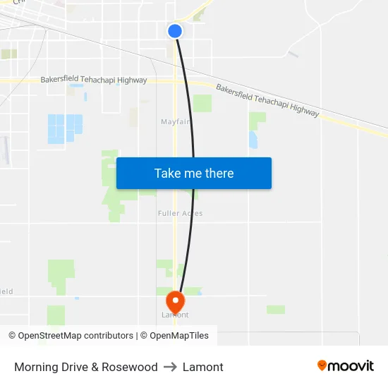 Morning Drive & Rosewood to Lamont map