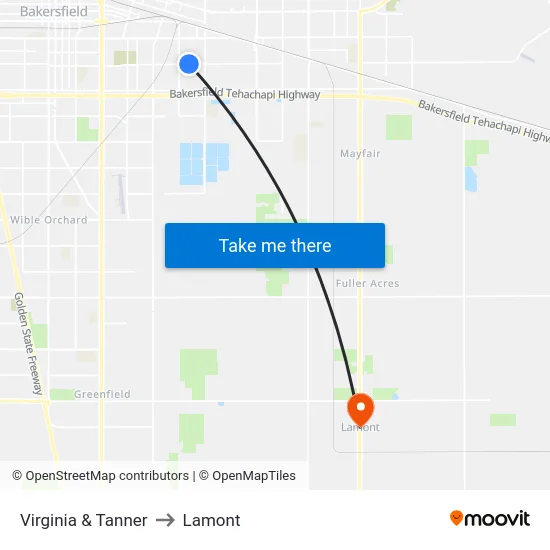 Virginia & Tanner to Lamont map