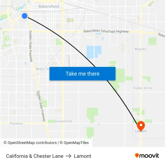 California & Chester Lane to Lamont map