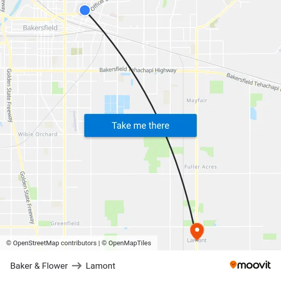 Baker & Flower to Lamont map