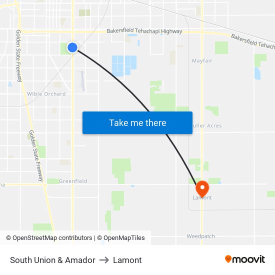 South Union & Amador to Lamont map