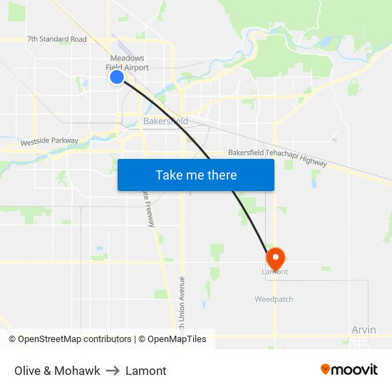 Olive & Mohawk to Lamont map